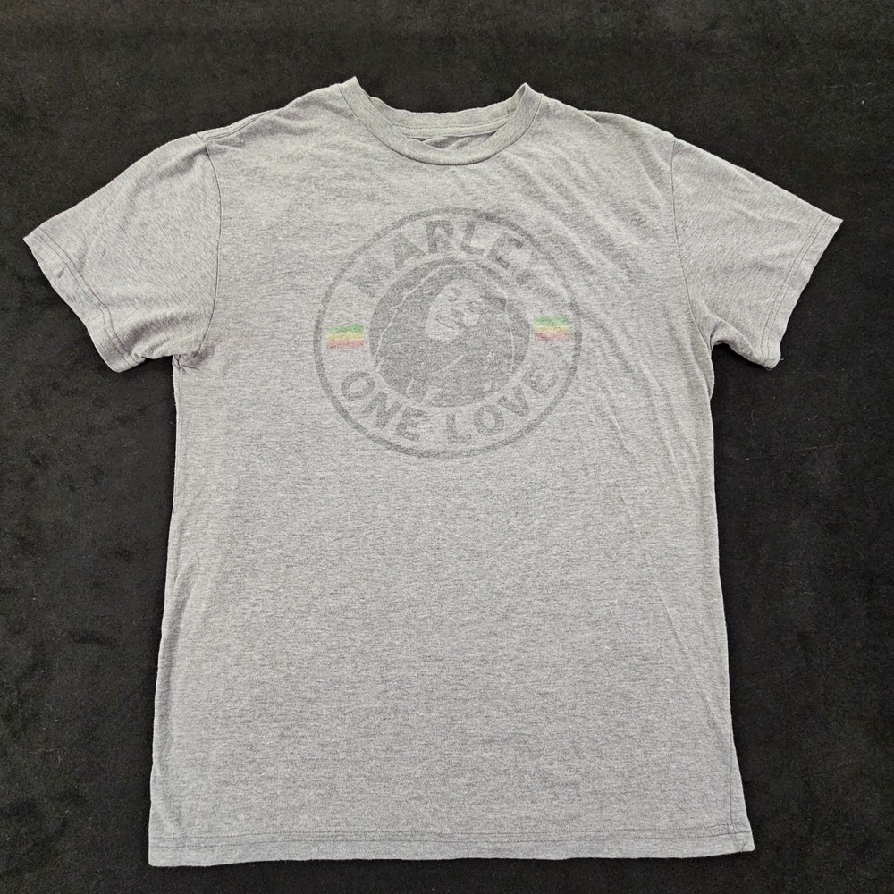 Bob Marley One Love Zion Rootswear Gray Short Sleeve Cotton Blend T-Shirt Mens M